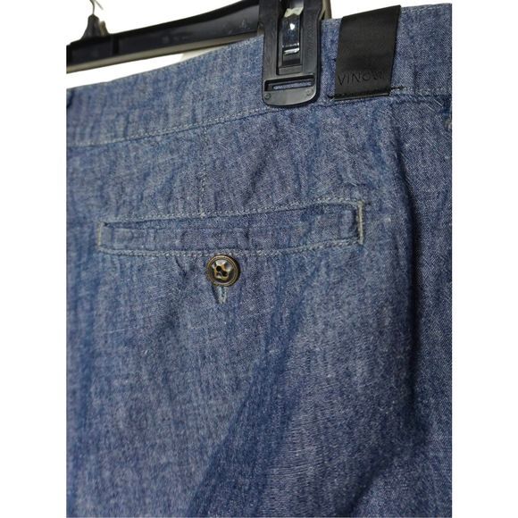 Vince Trouser Pants Chambray Rolled Cropped Women's W31 Denim‎ Rinse Blue - Picture 5 of 9